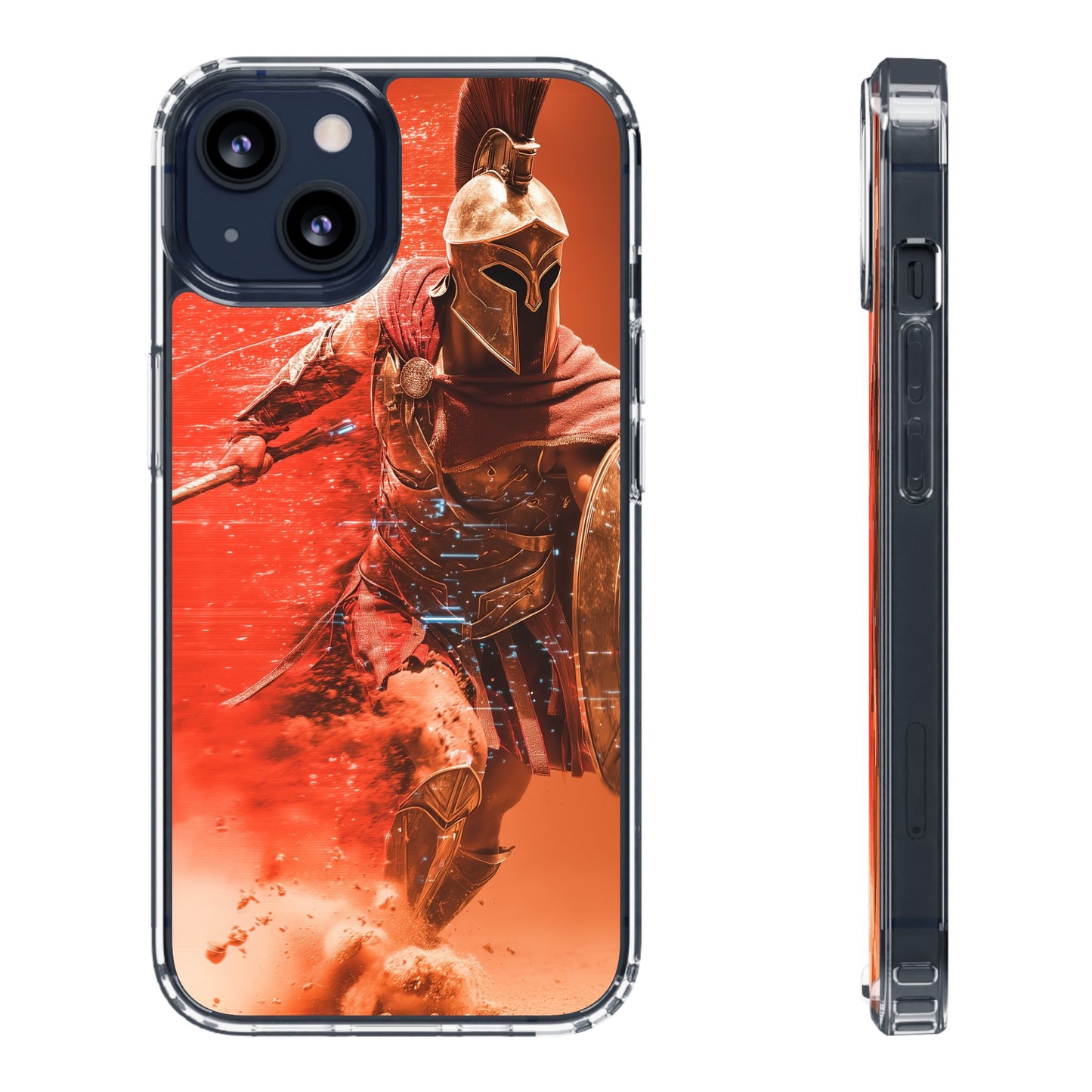 Spartan "Big Duster" Warrior Clear Phone Case - Unique Design for Protection & Style