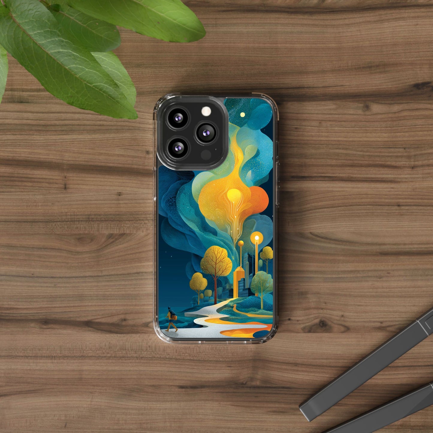 Electric City Forest Phone Case – Glowing Urban Jungle with Vibrant Nature Fusion