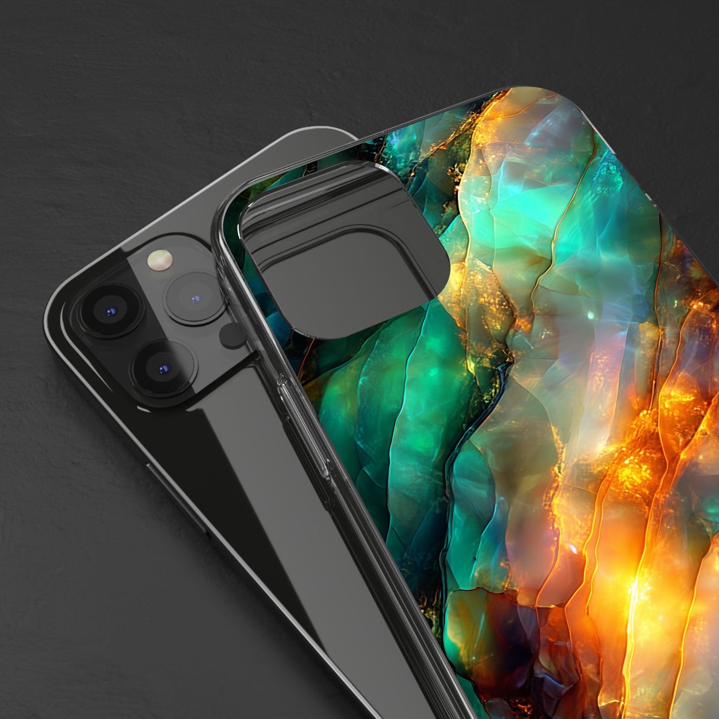 Radiant Gemstone Marble Inspired Clear iPhone Case