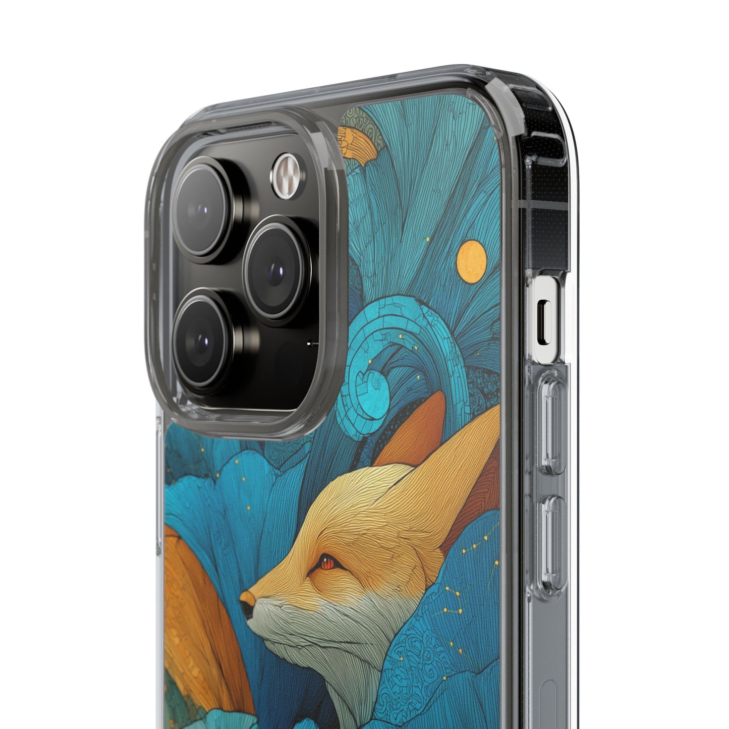 Vibrant Fox Clear Phone Case - Boho Floral iPhone Cover Nature Inspired Gift